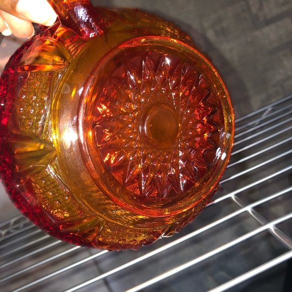 🔥 😱STUNNING! VTG L.E. Smith Amberina Nappy Candy Dish w/Handle🔥 - Picture 5 of 5